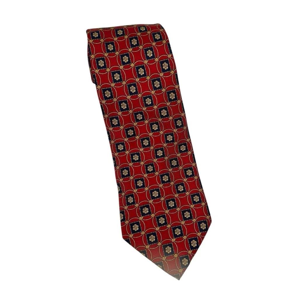 RENATO BALESTRA  Vintage Red Floral‎ Flower Silk Tie Classic Made in Italy B14Q